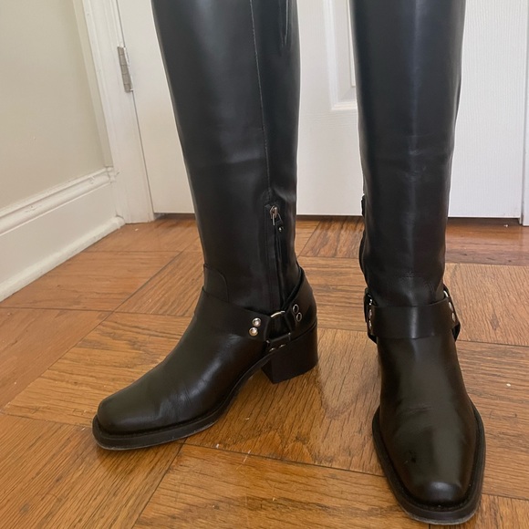 Toral Black Knee-high Biker Boots - Picture 3 of 4